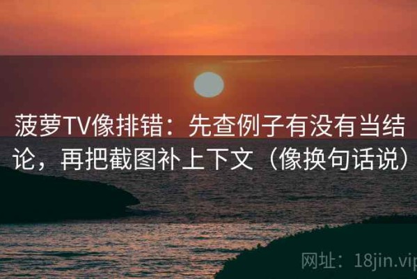 菠萝TV像排错：先查例子有没有当结论，再把截图补上下文（像换句话说）